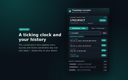 Timestamp Converter - Epoch Time to Date Tool screenshot