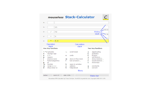 Mouseless Stack-Calculator Ext screenshot