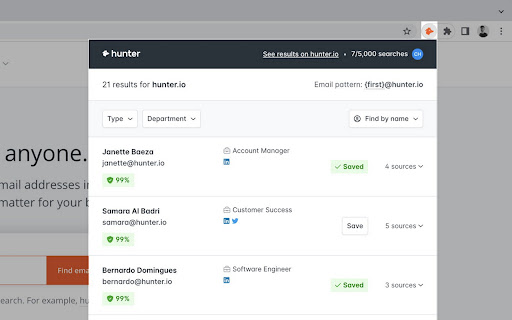 Hunter - Email Finder Extension screenshot
