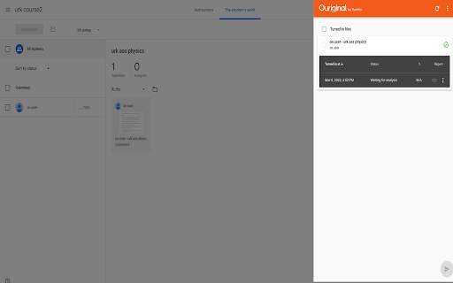 Ouriginal for Google Classroom Extension screenshot