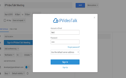 IPVideoTalk for Google Calendar screenshot