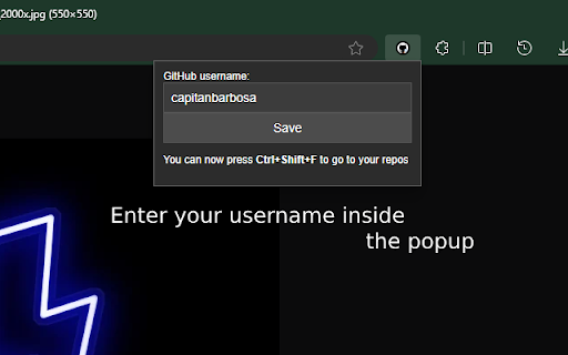 GitHub Quick Repo Search screenshot