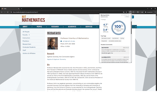 Rate My Professors Extension (Any University, Any Website) screenshot