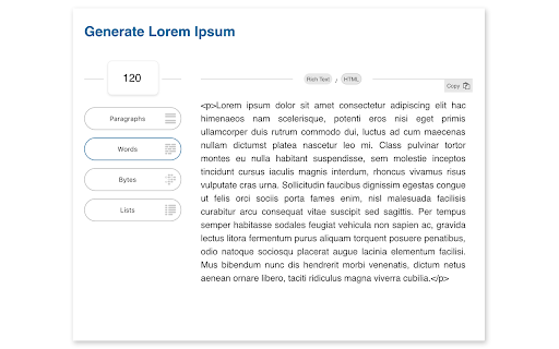 Lorem Ipsum Generator screenshot