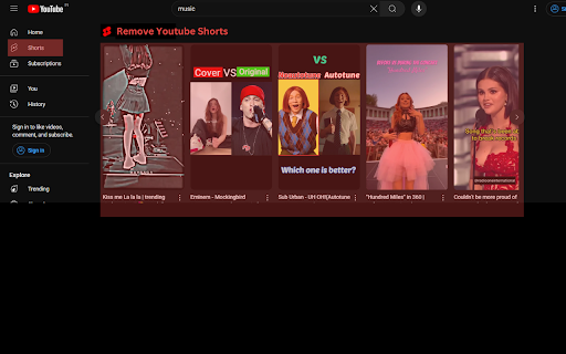 Remove YouTube Shorts screenshot