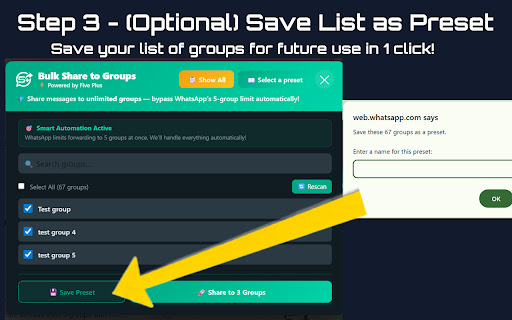 Forward to more than Five WhatsApp™ Groups | FivePlus for WhatsApp™ screenshot