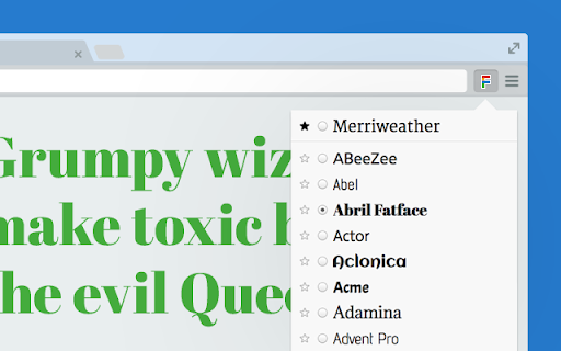 Google Font Previewer for Chrome screenshot