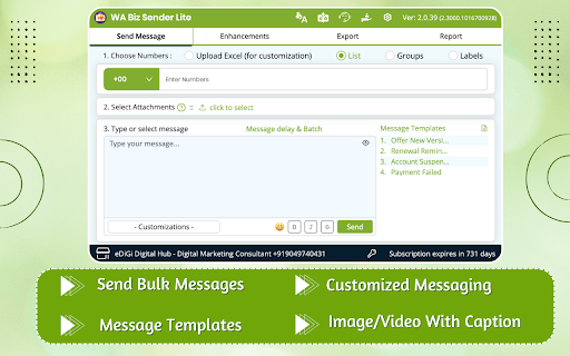 WABiz Free Bulk Sender (Lite) screenshot