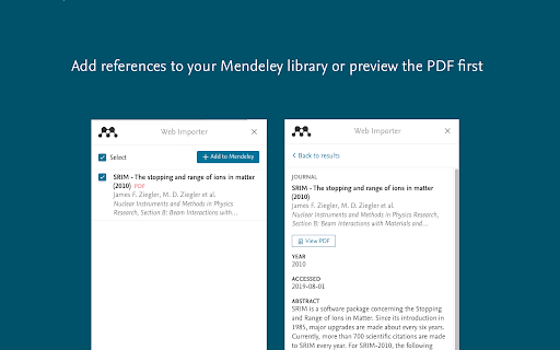 Mendeley Web Importer screenshot