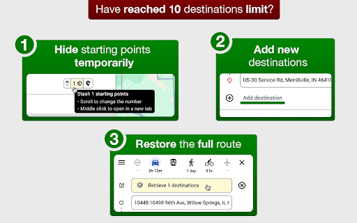 Google Maps Extended Routes screenshot