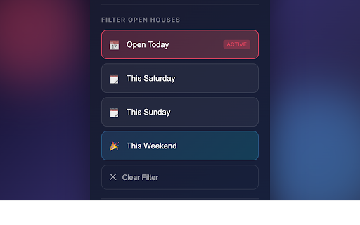 Redfin Open House Filter screenshot