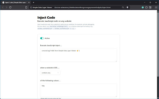 Simple Data Layer Viewer screenshot