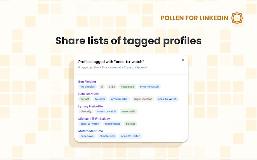 Pollen for LinkedIn - add notes, tags & reminders to LinkedIn profiles screenshot