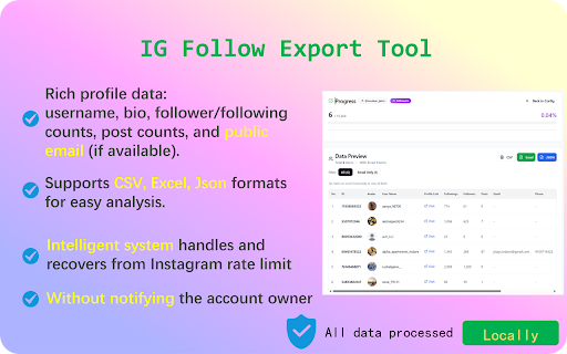 ig follow export tool​- Export Instagram Followers,Following Email to csv screenshot