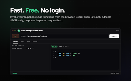 Supabase Edge Function Tester - Invoke and Debug Functions screenshot