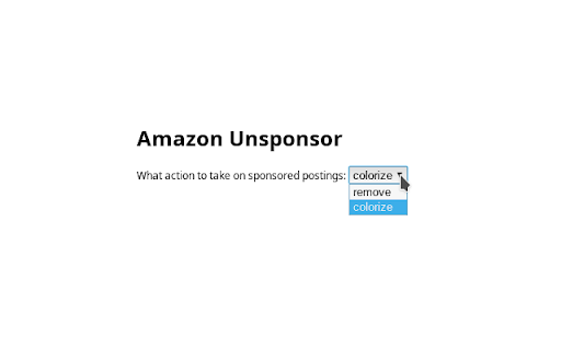 Amazon Unsponsor screenshot