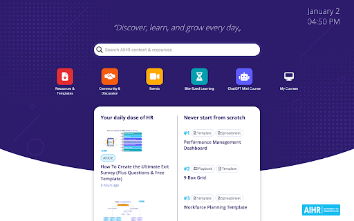 AIHR Member Start Page screenshot