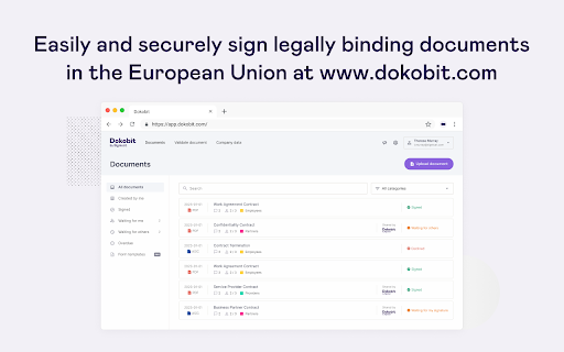 Dokobit e-signing and e-identification screenshot