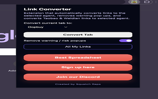 SquatchReps Link Converter & Warm Remover screenshot