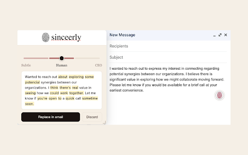 Sinceerly screenshot