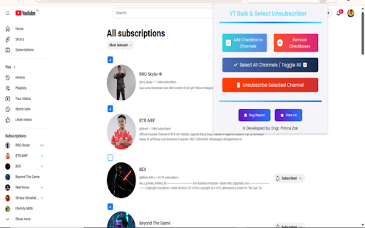 Youtube Unsubscribe All screenshot