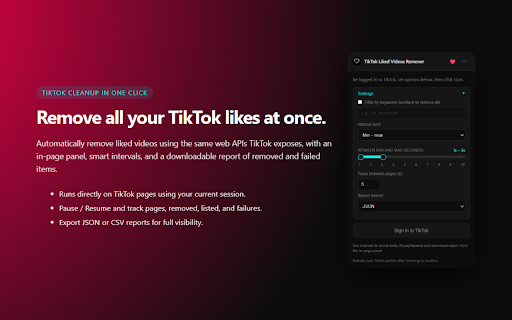 TikTok All Liked Videos Remover screenshot