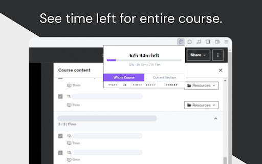 Udemy Remaining Time Calculator screenshot
