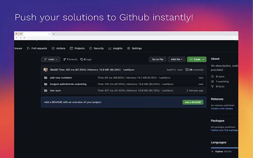 LeetSync - Leetcode to Github Synchronizer screenshot