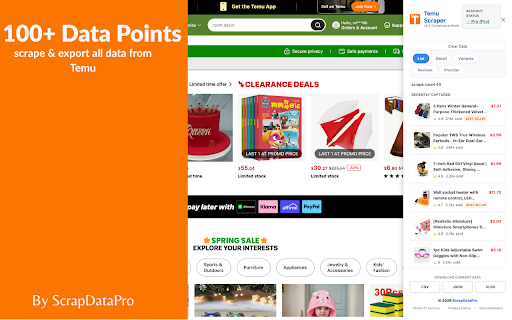 Temu Scraper: Export Temu Listings, Reviews & Sellers screenshot