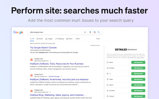 Detailed Site Search screenshot