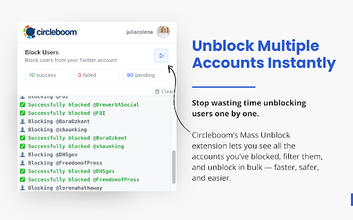 Mass UnBlock Twitter screenshot