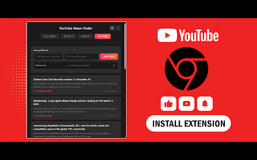YouTube News Finder screenshot