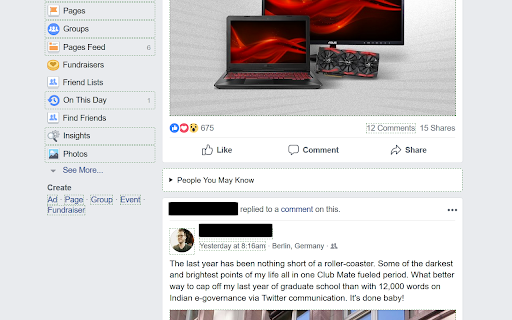 Tracking & Ad Removal on FaceBk screenshot