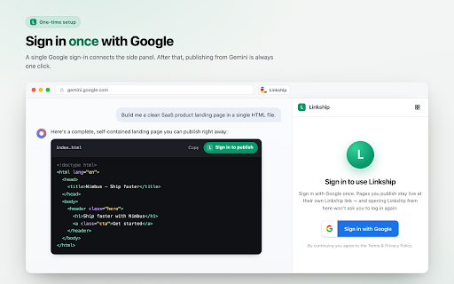 Publish Gemini HTML Code By LinkShip screenshot