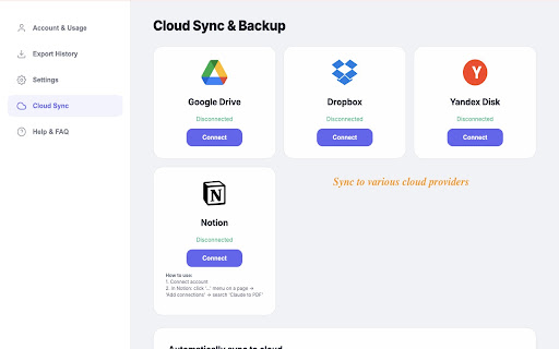 Claude to PDF: Export Claude Chats to PDF, Markdown, JSON screenshot