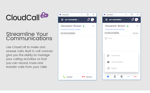 CloudCall Unified Communications for CRM screenshot