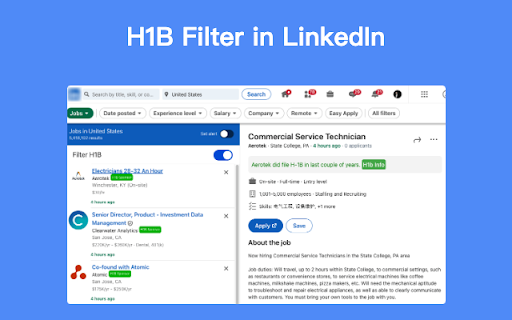 H1B Sponsor Checker, Job Search - LinkedRadar screenshot