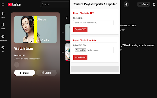 YouTube Playlist Importer & Exporter screenshot