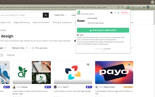Fiverr Seller Exporter screenshot