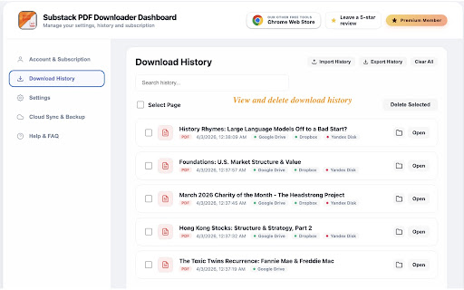 Substack PDF Downloader: Export Substack to PDF, Markdown, JSON, Text screenshot