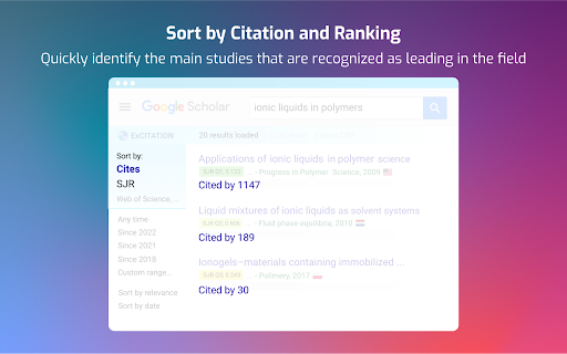 ExCITATION – Journal Ranking & Impact Factor for Google Scholar™ screenshot