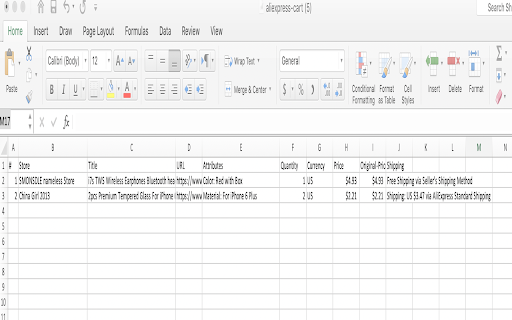 Aliexpress Cart Exporter screenshot