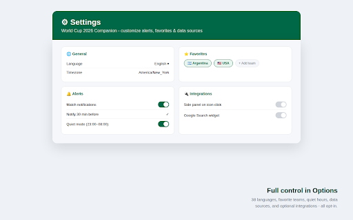 World Cup 2026 Companion - Calendar & Alerts screenshot