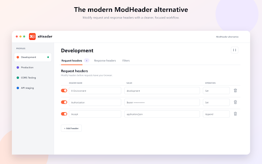 xHeader - Modify HTTP headers screenshot