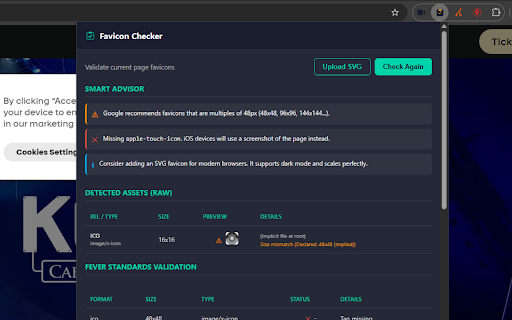 Favicon Checker - Validator, Tester & Generator screenshot
