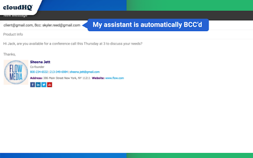 Auto BCC for Gmail™ by cloudHQ screenshot