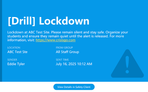 CrisisGo Safety Client Chrome Extension screenshot