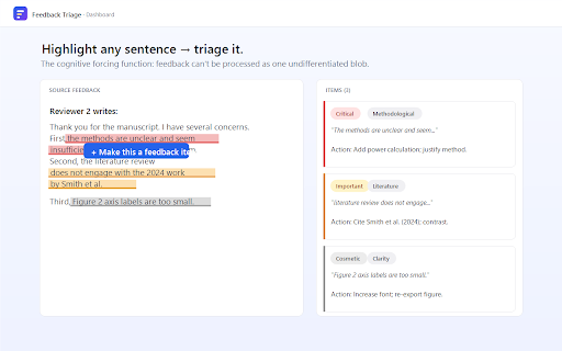 Feedback Triage screenshot