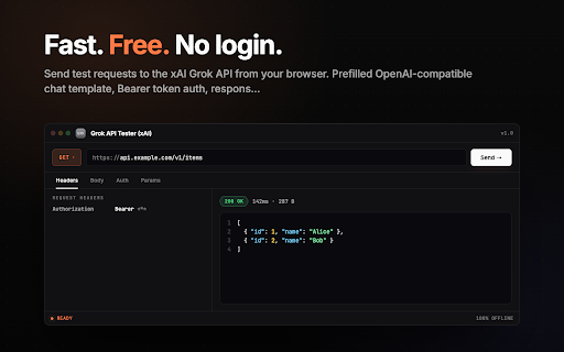 Grok API Tester - Test xAI Chat Completions Requests screenshot