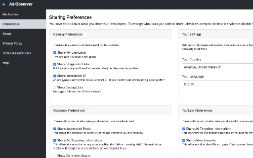 Ad Observer screenshot